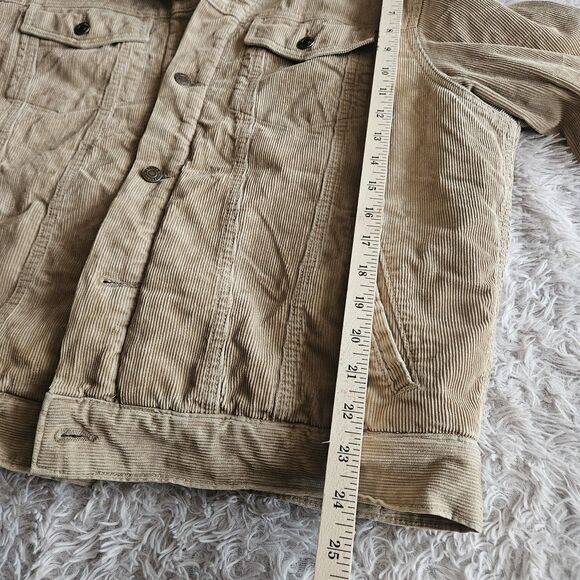 Old Navy Vintage Corduroy Sherpa Lined Jacket Tan Brown Jacket Y2K Trucker Med - Picture 9 of 12